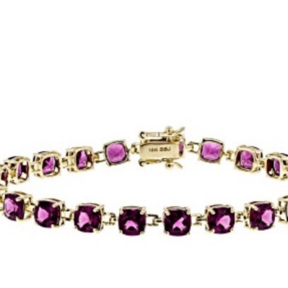 12.80 CTW Square Grape Color Garnet 10K YG Tennis Bracelet GCG171 Orig.$798
